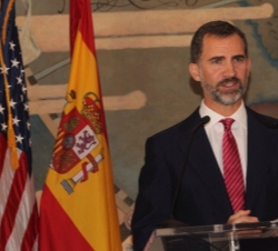 Su Alteza Real el Príncipe de Asturias durante su intervención en la cena de la Fundación España-Florida